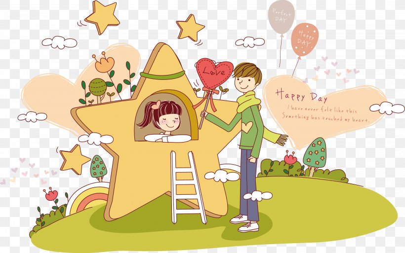 Cartoon Falling In Love Illustration, PNG, 2856x1790px, Cartoon, Area, Art, Child, Couple Download Free