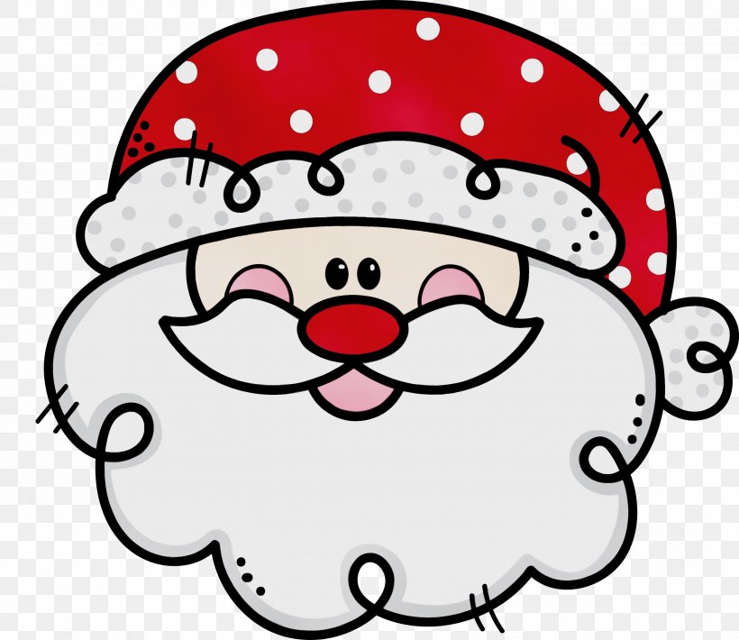 Santa Claus, PNG, 3000x2600px, Watercolor, Cartoon, Head, Line Art, Nose Download Free
