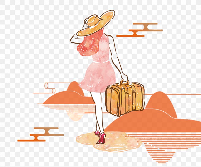 Suitcase Euclidean Vector Travel Woman Baggage, PNG, 1207x1005px, Suitcase, Art, Baggage, Food, Information Download Free
