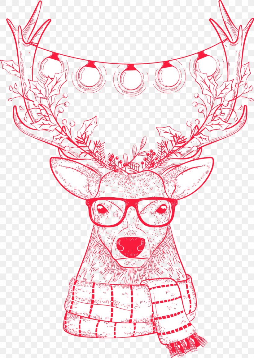 Reindeer Wedding Invitation Santa Claus Christmas, PNG, 1070x1504px, Watercolor, Cartoon, Flower, Frame, Heart Download Free