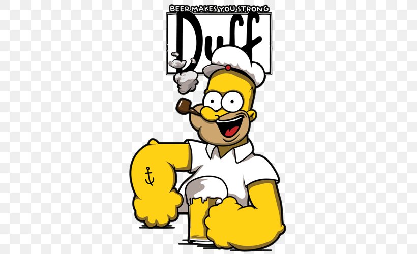 Homer Simpson T-shirt Bart Simpson Duff Beer, PNG, 500x500px, Homer Simpson, Animaatio, Area, Bart Simpson, Beak Download Free