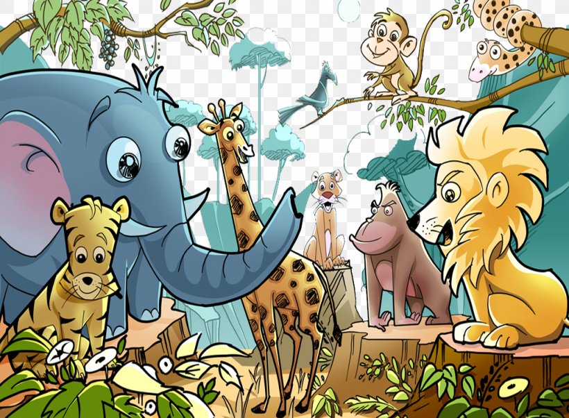 Cartoon Drawing Jungle Wallpaper, PNG, 1024x753px, Cartoon, Animal, Animated  Cartoon, Animation, Art Download Free