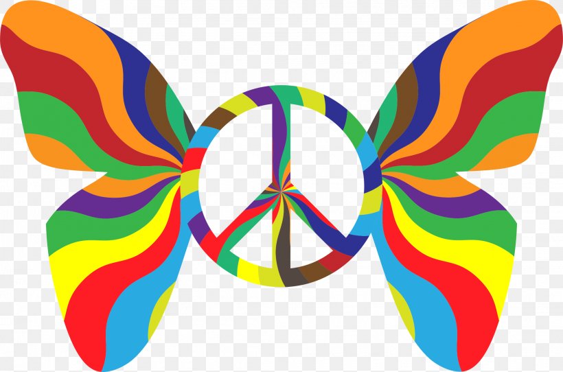 Butterfly Peace Symbols 1960s Clip Art, PNG, 2224x1472px, Butterfly, Color, Drawing, Peace Symbols, Psychedelic Art Download Free