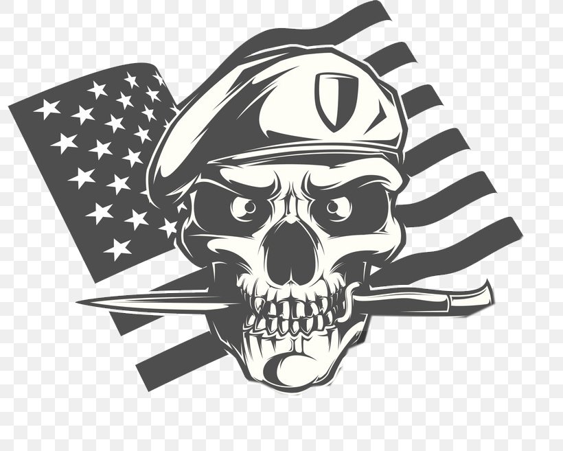 T-shirt Skull Military Beret, PNG, 800x657px, Tshirt, Beret, Black And White, Bone, Brand Download Free