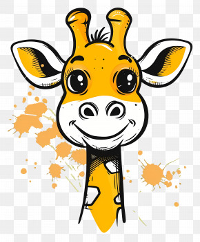 Cute Giraffe Face - Cute Smiling Giraffe With Spots PNG
