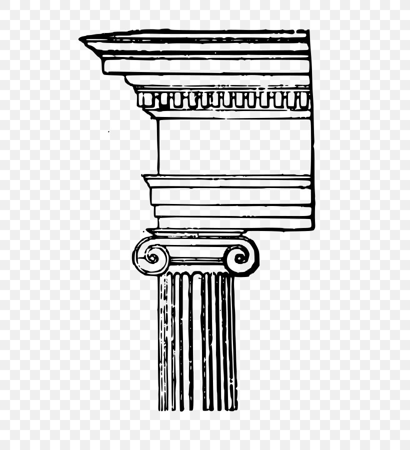 Ionic Order Column Classical Order Clip Art, PNG, 636x900px, Ionic Order, Ancient Greek Architecture, Architecture, Area, Black Download Free