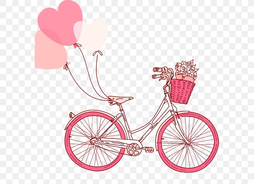 Valentines Day Drawing Clip Art, PNG, 595x595px, Valentines Day, Bicycle, Bicycle Accessory, Bicycle Frame, Bicycle Part Download Free