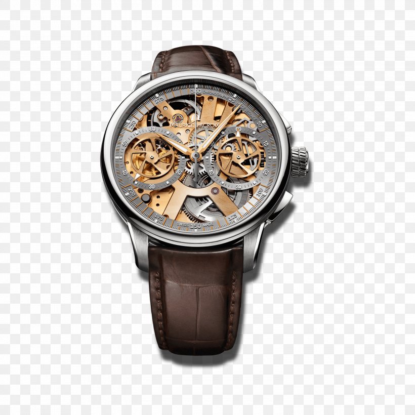 Skeleton Watch Maurice Lacroix Chronograph Clock, PNG, 3000x3000px, Watch, Abrahamlouis Perrelet, Automatic Watch, Brand, Brown Download Free