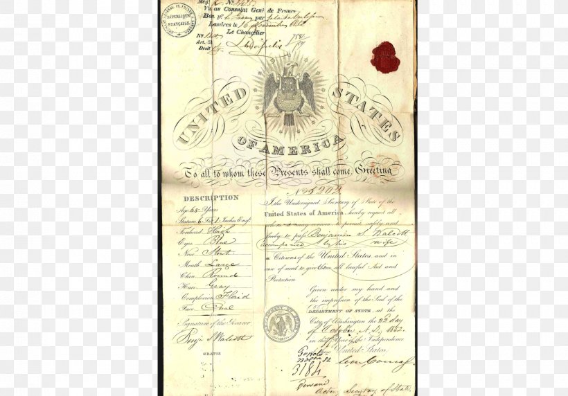 United States 1800s Document 18th Century Passport, PNG, 1517x1060px, 18th Century, 19th Century, United States, Autobiography Of Benjamin Franklin, Document Download Free