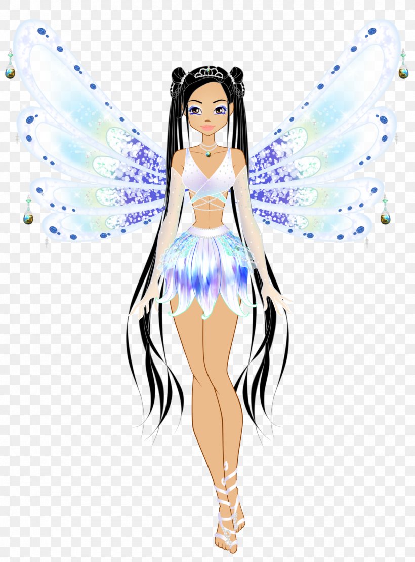 Fairy Illustration Black Hair Doll Animated Cartoon, PNG, 1280x1733px, Watercolor, Cartoon, Flower, Frame, Heart Download Free