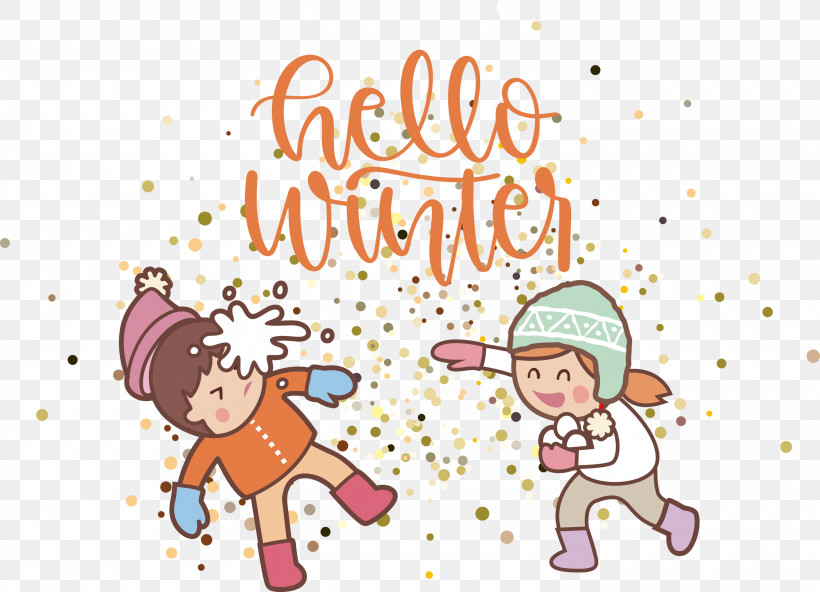 Hello Winter Welcome Winter Winter, PNG, 3000x2167px, Hello Winter, Cartoon, Character, Christmas Day, Happiness Download Free