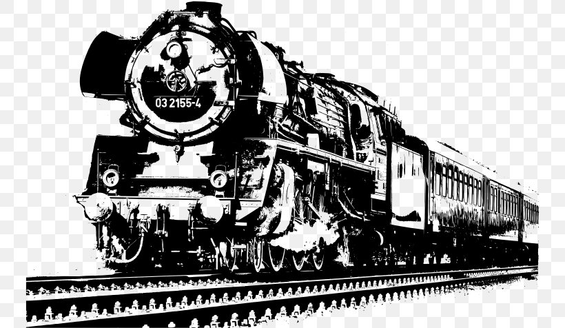 Train Rail Transport Steam Locomotive Diesel Locomotive, PNG, 746x476px, Train, Black And White, Diesel Locomotive, Electric Locomotive, Locomotive Download Free