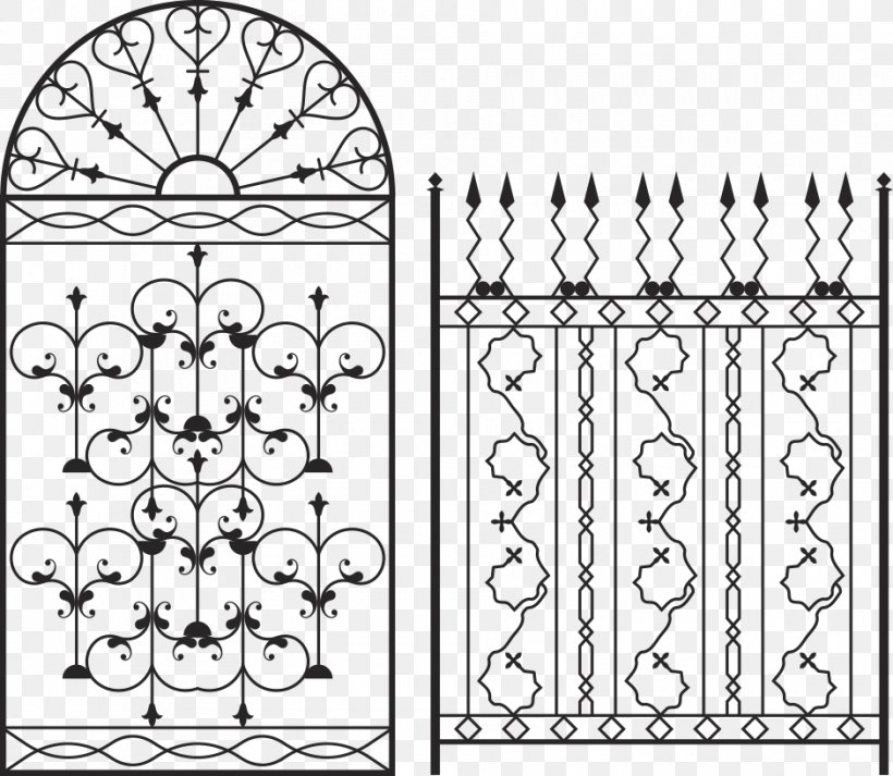 Window Grille Wrought Iron, PNG, 940x818px, Window, Area, Black And White, Decorative Arts, Door Download Free