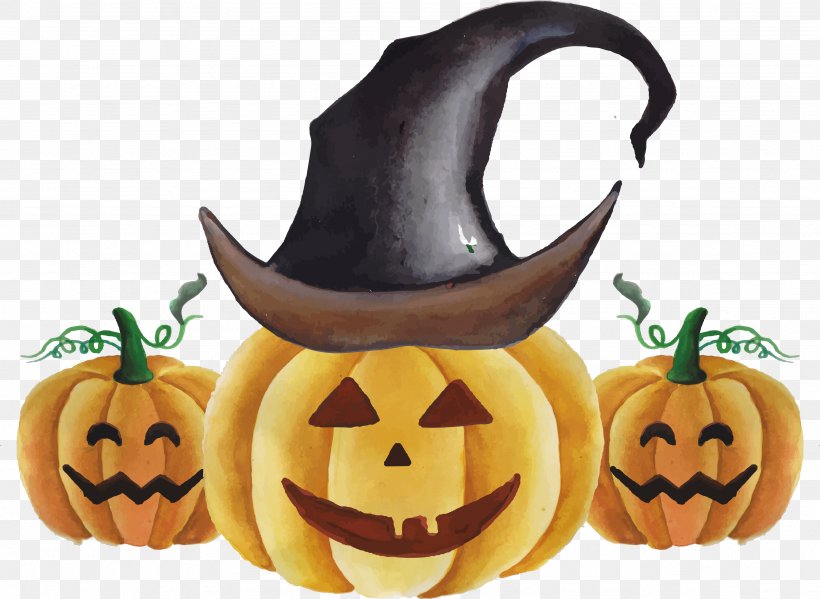 Jack-o-lantern Calabaza Halloween Watercolor Painting Pumpkin, PNG, 3493x2552px, Jackolantern, Calabaza, Cucurbita, Food, Fotolia Download Free