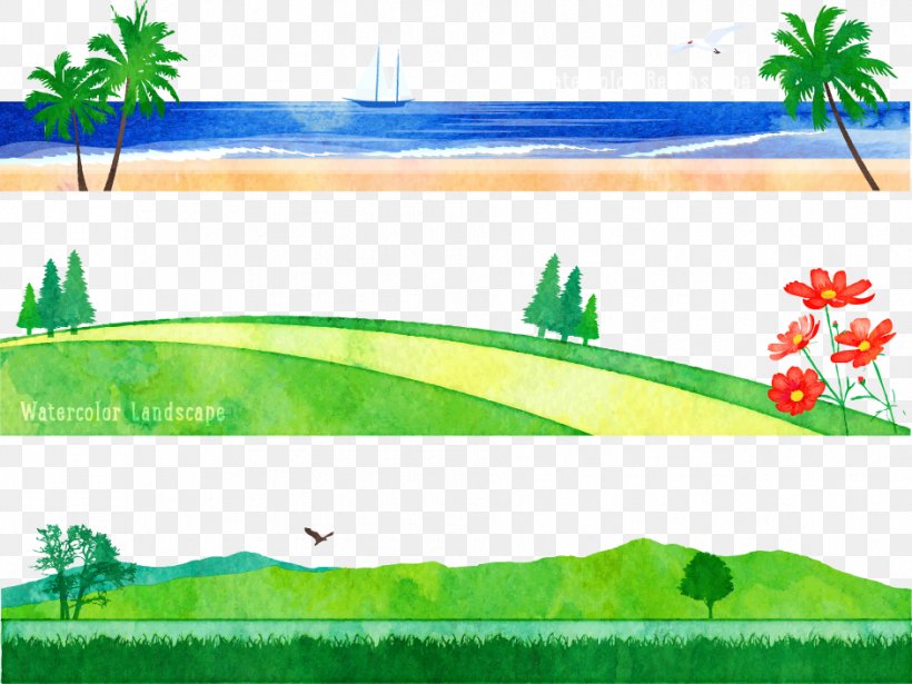 Landscape Watercolor Painting Nature, PNG, 942x707px, Landscape, Advertising, Area, Cartoon, Drawing Download Free