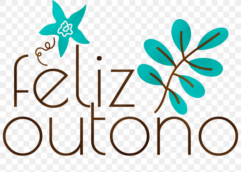 Plant Stem Flower Leaf Logo Teal, PNG, 2999x2144px, Feliz Outono, Area, Flower, Happy Autumn, Happy Fall Download Free