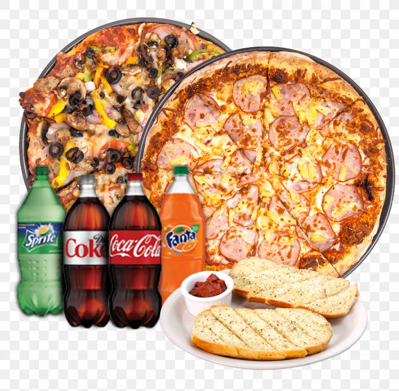 Puget Sound Pizza Fizzy Drinks Fast Food Garlic Bread, PNG, 1438x1410px, Pizza, Bread, Carbonated Soft Drinks, Carbonation, Cocacola Download Free