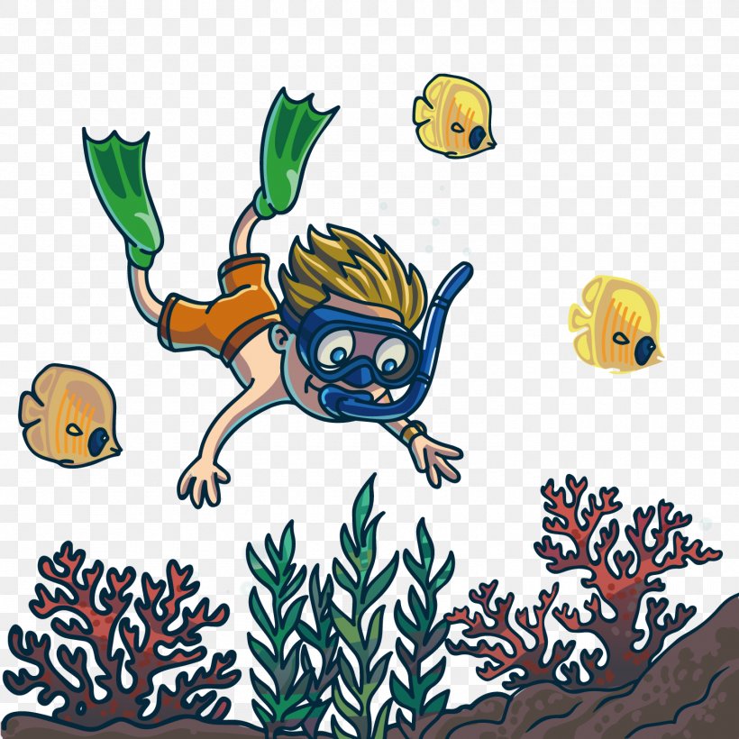 Scuba Diving Diving Mask Cartoon Snorkeling, PNG, 1500x1500px, Scuba Diving, Art, Artwork, Branch, Cartoon Download Free