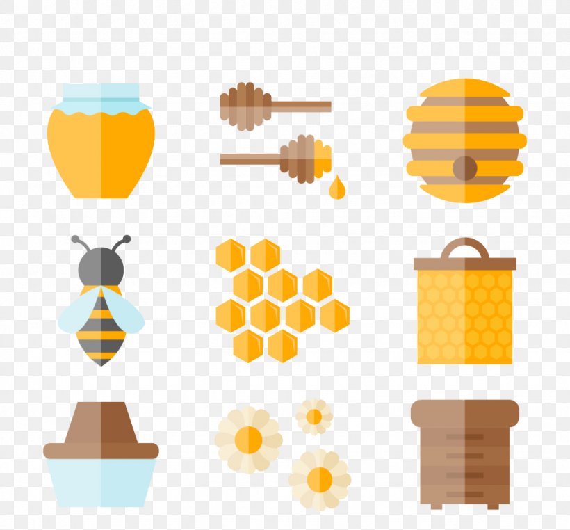 Honey Bee Honeycomb, PNG, 1024x952px, Bee, Beehive, Chemical Element, Drinkware, Flat Design Download Free
