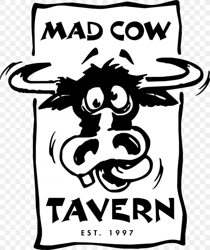 Mad Cow Tavern Bar Nightclub Cattle Pub, PNG, 1000x1193px, Bar, Area, Artwork, Black, Black And White Download Free