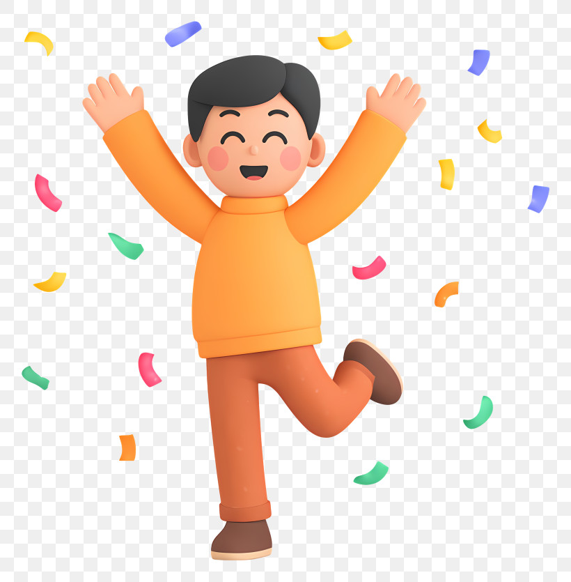 Cheerful Man - Happy Man Celebrating With Confetti PNG