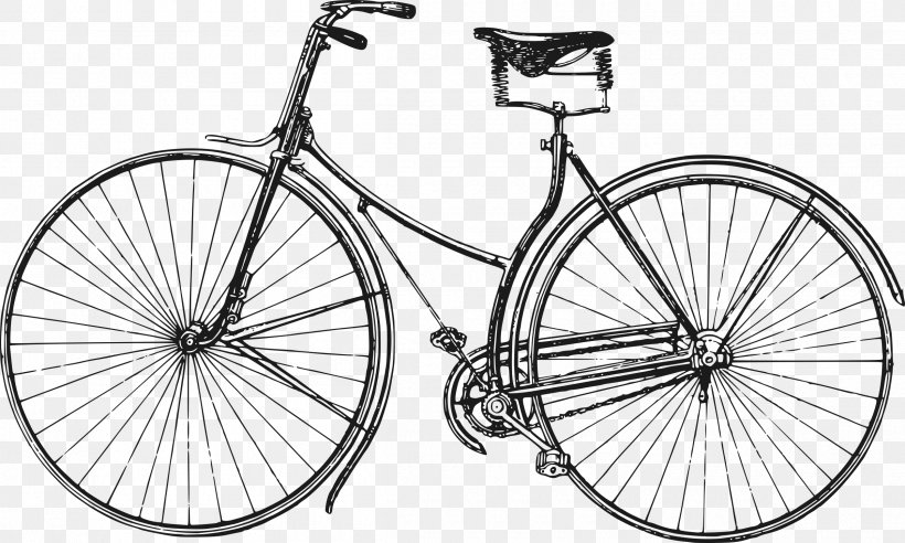 Bicycle Drawing Cycling Clip Art, PNG, 2400x1441px, Bicycle, Art, Bicycle Accessory, Bicycle Drivetrain Part, Bicycle Frame Download Free