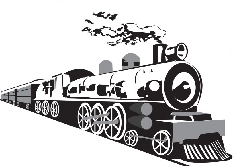 Train Rail Transport Steam Locomotive, PNG, 1414x1000px, Train, Automotive Design, Black And White, Brand, Locomotive Download Free