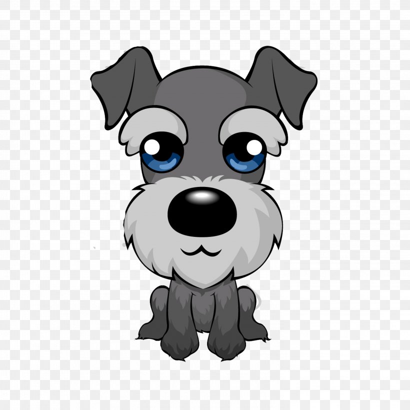 Miniature Schnauzer Puppy Cartoon Clip Art, PNG, 2953x2953px, Miniature Schnauzer, Black And White, Carnivoran, Cartoon, Cuteness Download Free