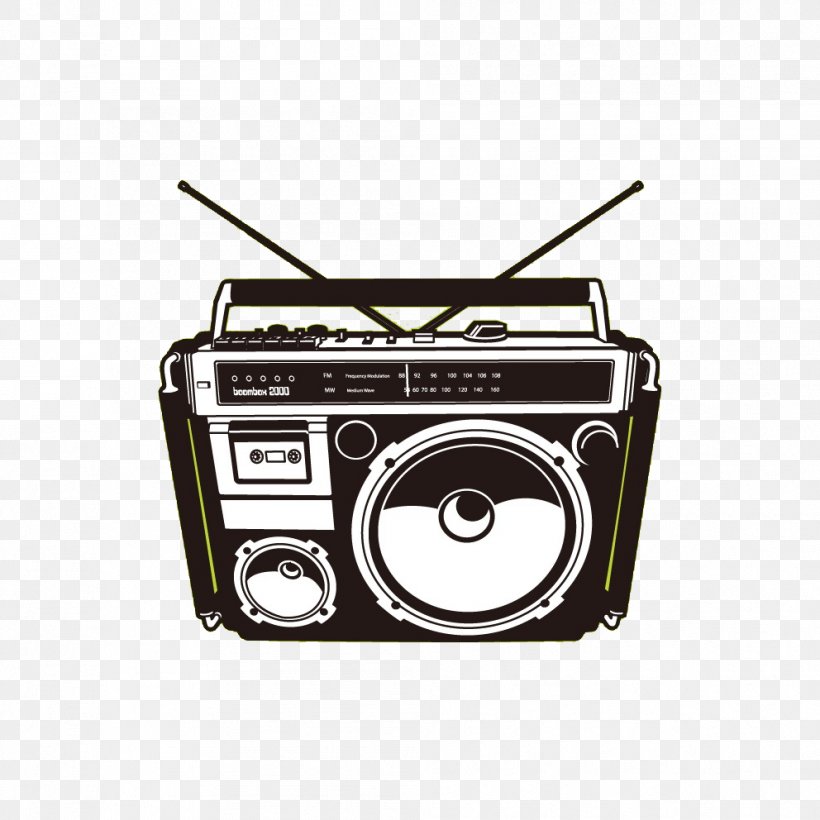 1980s Boombox Compact Cassette Clip Art, PNG, 992x992px, Boombox, Brand, Cassette Deck, Compact Cassette, Electronic Instrument Download Free