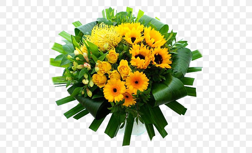 Flower Bouquet Yellow Gift Birthday Rose, PNG, 500x500px, Flower Bouquet, Annual Plant, Birthday, Bruidsboeket, Cut Flowers Download Free