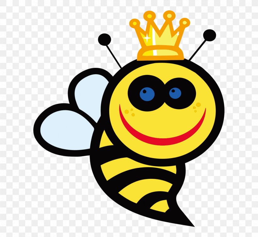 Queen Bee Cartoon Clip Art, PNG, 1169x1076px, Bee, Cartoon, Emoticon, Happiness, Honey Bee Download Free