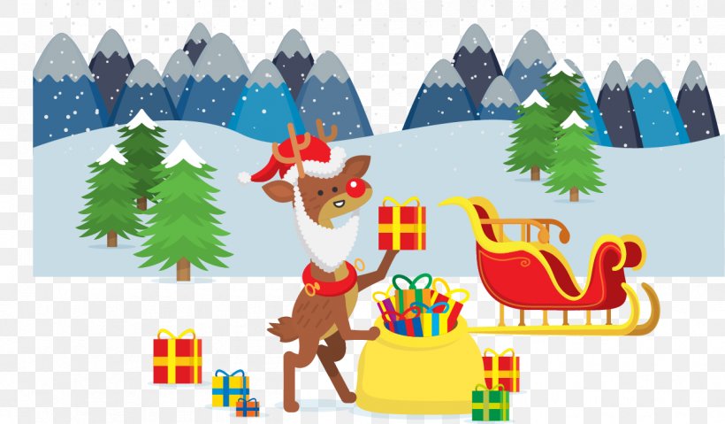 Reindeer Christmas Tree Gift, PNG, 1258x736px, Reindeer, Art, Christmas, Christmas Decoration, Christmas Ornament Download Free