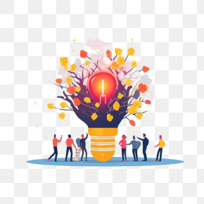 Creative Ideas
 - Lightbulb Candle With People Symbolizing Creativity PNG