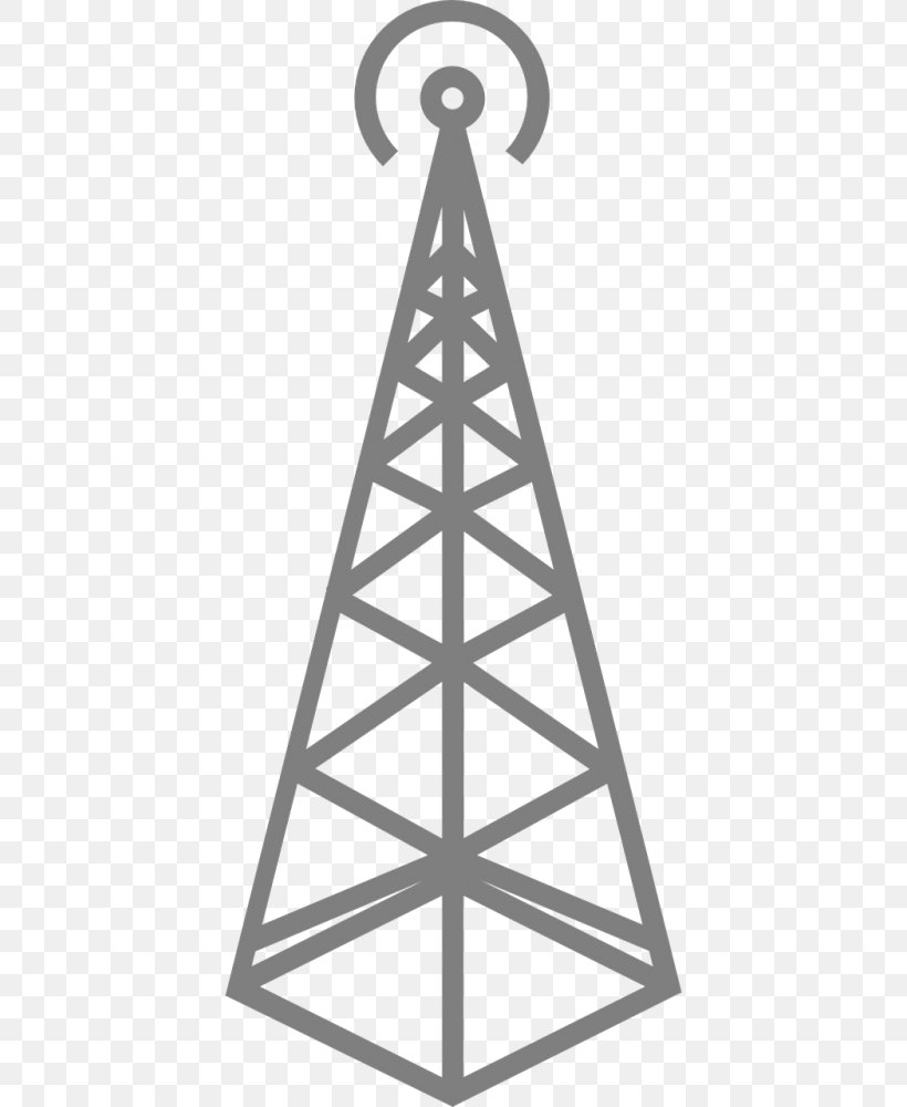 Telecommunications Tower Antenna Clip Art, PNG, 500x1000px, Telecommunications Tower, Antenna, Black And White, Cell Site, Radio Download Free