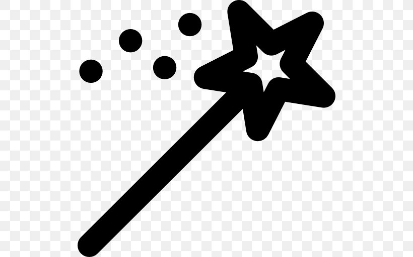 Wand Magic Symbol, PNG, 512x512px, Wand, Black And White, Magic, Magician, Point Download Free