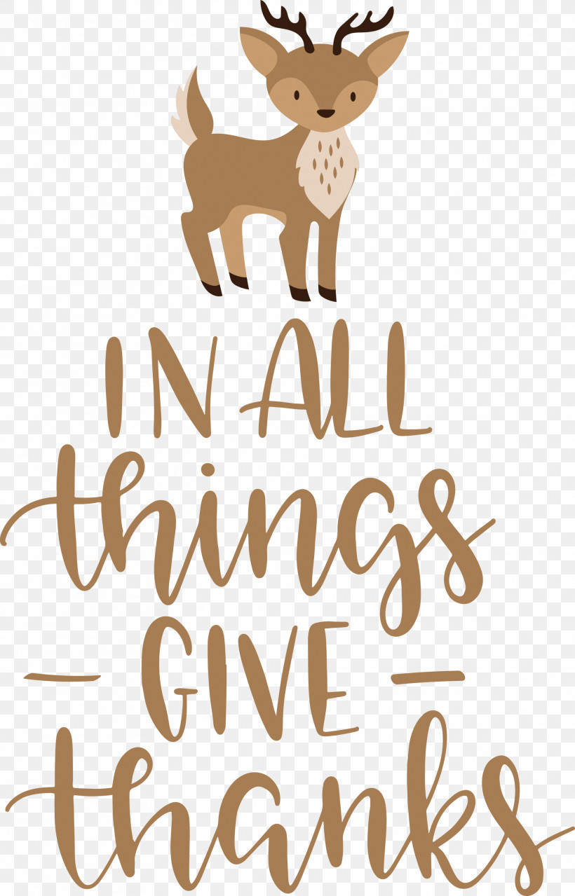 Give Thanks Thanksgiving, PNG, 1922x3000px, Give Thanks, Antler, Cartoon, Deer, Logo Download Free