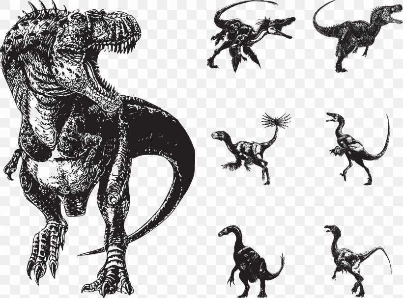 Reptile Tyrannosaurus Brachiosaurus Dinosaur, PNG, 1820x1348px, Reptile, Art, Black And White, Brachiosaurus, Dinosaur Download Free
