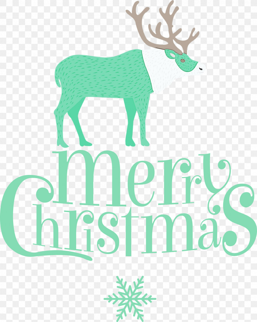 Reindeer, PNG, 2394x3000px, Green Merry Christmas, Antler, Biology, Green, Logo Download Free