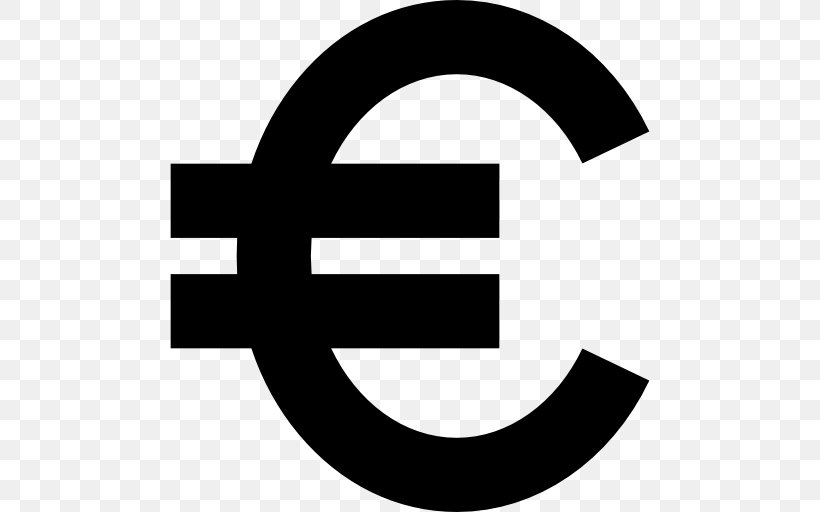 Currency Symbol Euro Sign Coin, PNG, 512x512px, Currency Symbol, Area, Black And White, Brand, Cent Download Free