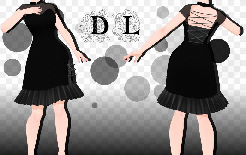 Little Black Dress Clothing Formal Wear MikuMikuDance, PNG, 6360x4000px, Watercolor, Cartoon, Flower, Frame, Heart Download Free