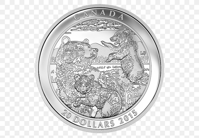 Silver Coin Silver Coin Bear Canada, PNG, 570x570px, Coin, Bear, Bullion Coin, Canada, Canadian Gold Maple Leaf Download Free