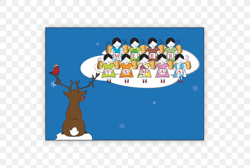 Reindeer Santa Claus Christmas Card Greeting & Note Cards, PNG, 635x550px, Reindeer, Birthday, Cartoon, Choir, Christmas Download Free