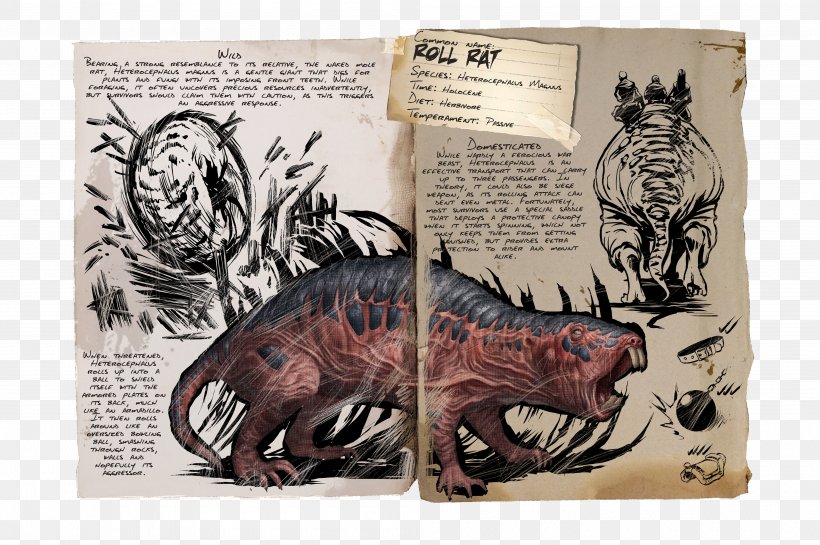 ARK: Survival Evolved Rat Dinosaur Tame Animal Doedicurus Clavicaudatus, PNG, 4000x2660px, Ark Survival Evolved, Argentavis Magnificens, Dinosaur, Dodo, Doedicurus Clavicaudatus Download Free