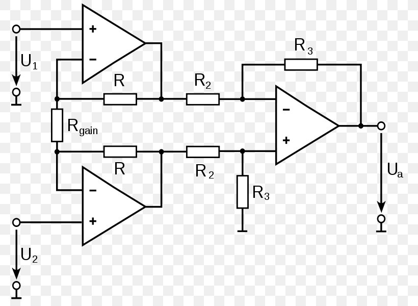 Instrumentation Amplifier Operational Amplifier Electric Potential Difference, PNG, 800x600px, Instrumentation Amplifier, Amplifier, Analogue Electronics, Area, Black And White Download Free