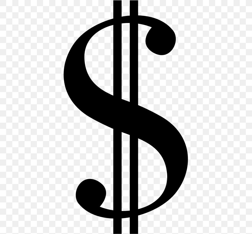Dollar Sign Currency Symbol Clip Art, PNG, 405x763px, Dollar Sign, Australian Dollar, Black And White, Currency, Currency Symbol Download Free