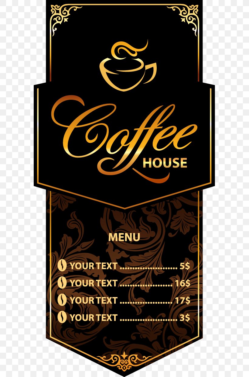 Coffee Cafe Menu Restaurant, PNG, 597x1240px, Coffee, Brand, Brochure, Cafe, Cafeteria Download Free