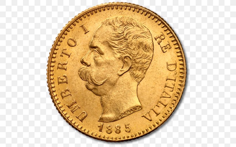 Gold Coin Gold Coin Italian Lira Franc, PNG, 512x512px, 20 Lire, Coin, Cash, Coins Of The Italian Lira, Currency Download Free