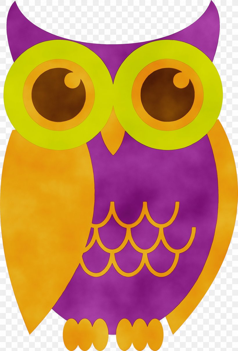 Owl Yellow Clip Art Bird Of Prey Purple, PNG, 2030x3000px, Watercolor, Bird, Bird Of Prey, Owl, Paint Download Free