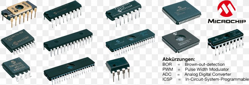 PIC Microcontroller Transistor Microchip Technology Electronics, PNG, 1560x538px, Microcontroller, Capacitor, Circuit Component, Dual Inline Package, Electrical Connector Download Free