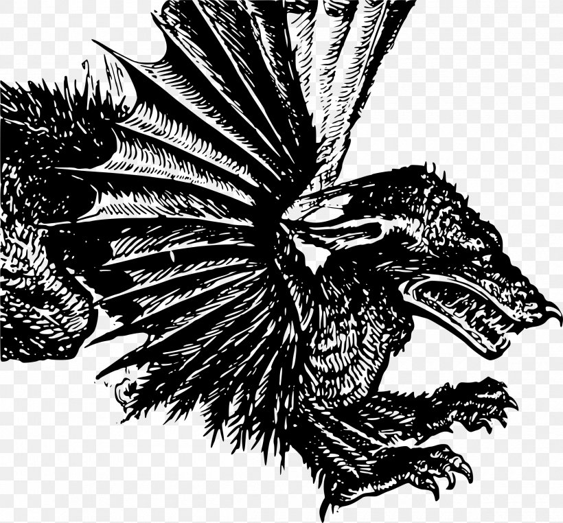 Public Domain Clip Art, PNG, 2400x2231px, Public Domain, Beak, Bird, Black And White, Dragon Download Free